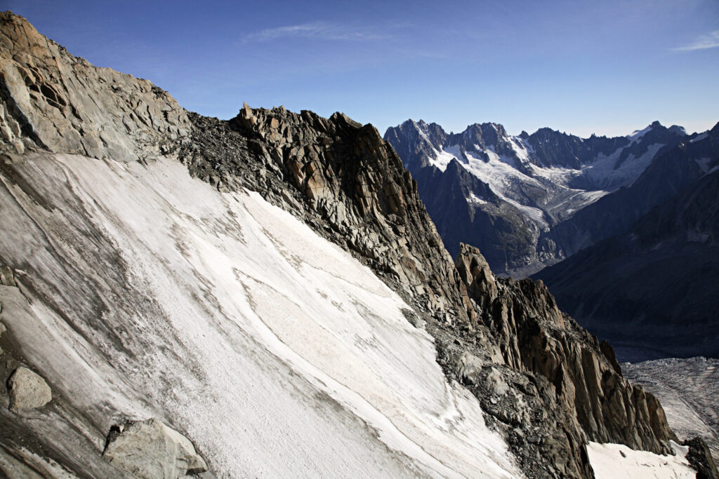 Mountains and glacier near mont blanc