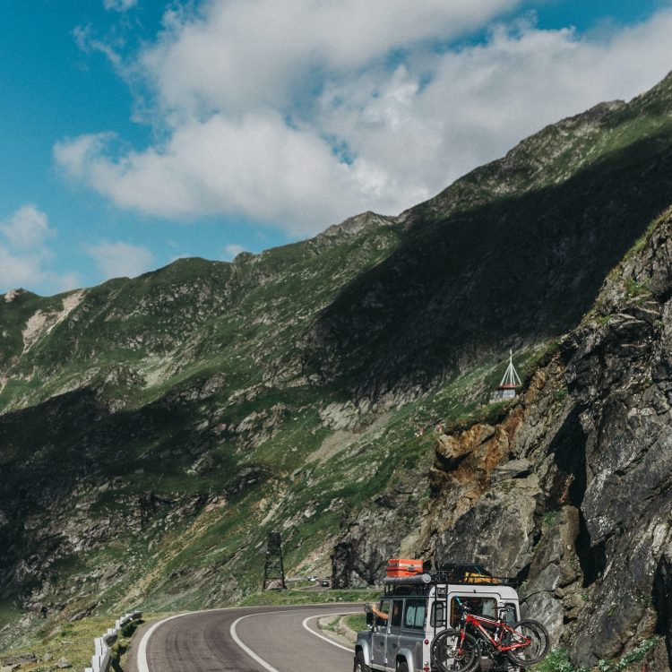 Off-road riding on mountain road